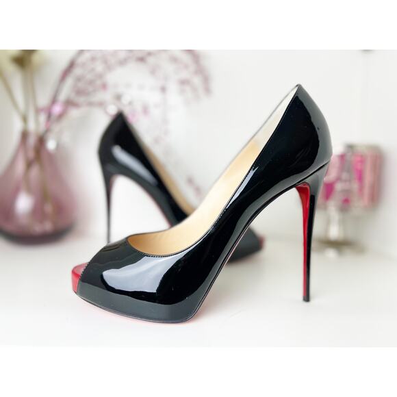 Christian Louboutin New Very Prive 120 Black Patent Leather Pumps Size 10 NWB - Picture 1 of 15